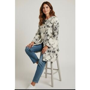 Anthropologie Lucy & Laurel Floral Wool Blend Duster Coat Size Small